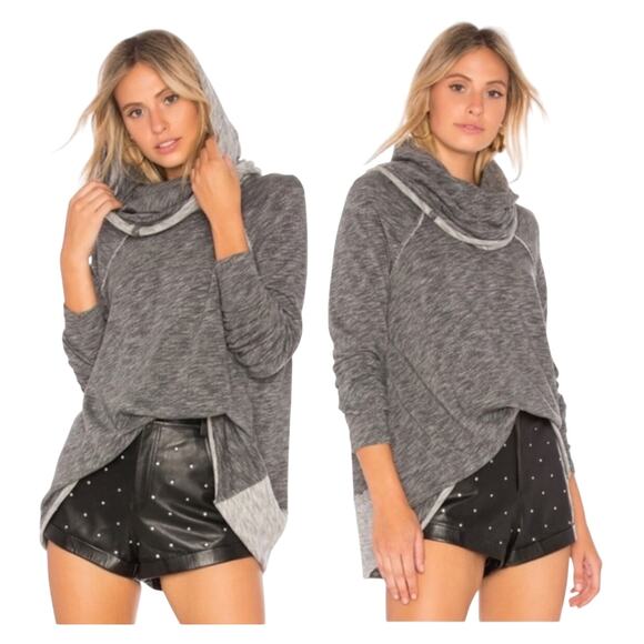 Free People FP Beach Cocoon Cowl Neck Pullover Two body Sz m-lg gray cozy fall - Picture 1 of 9